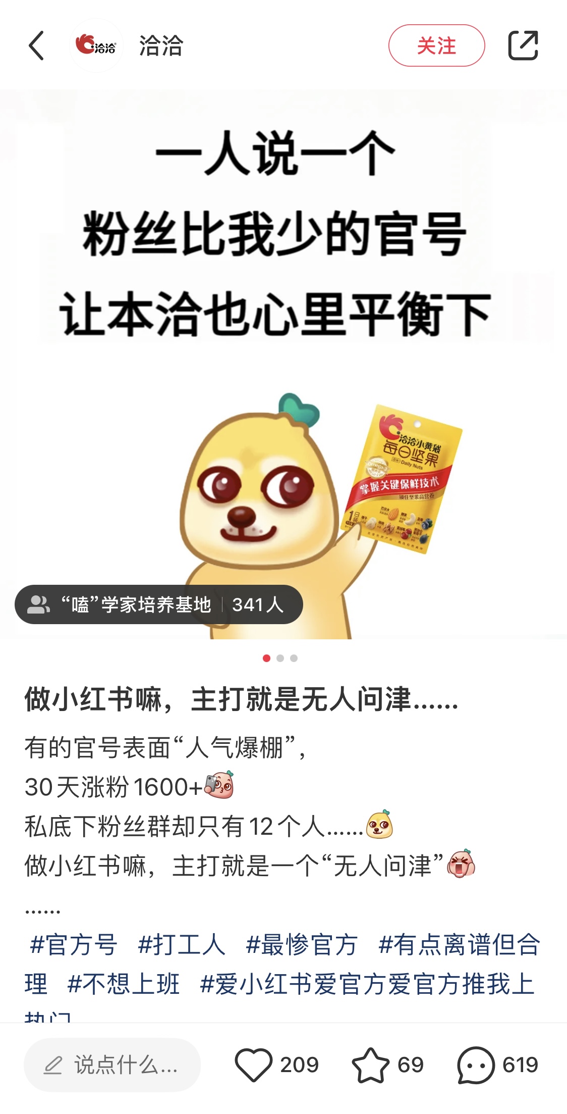 小红书；品牌官号；洽洽