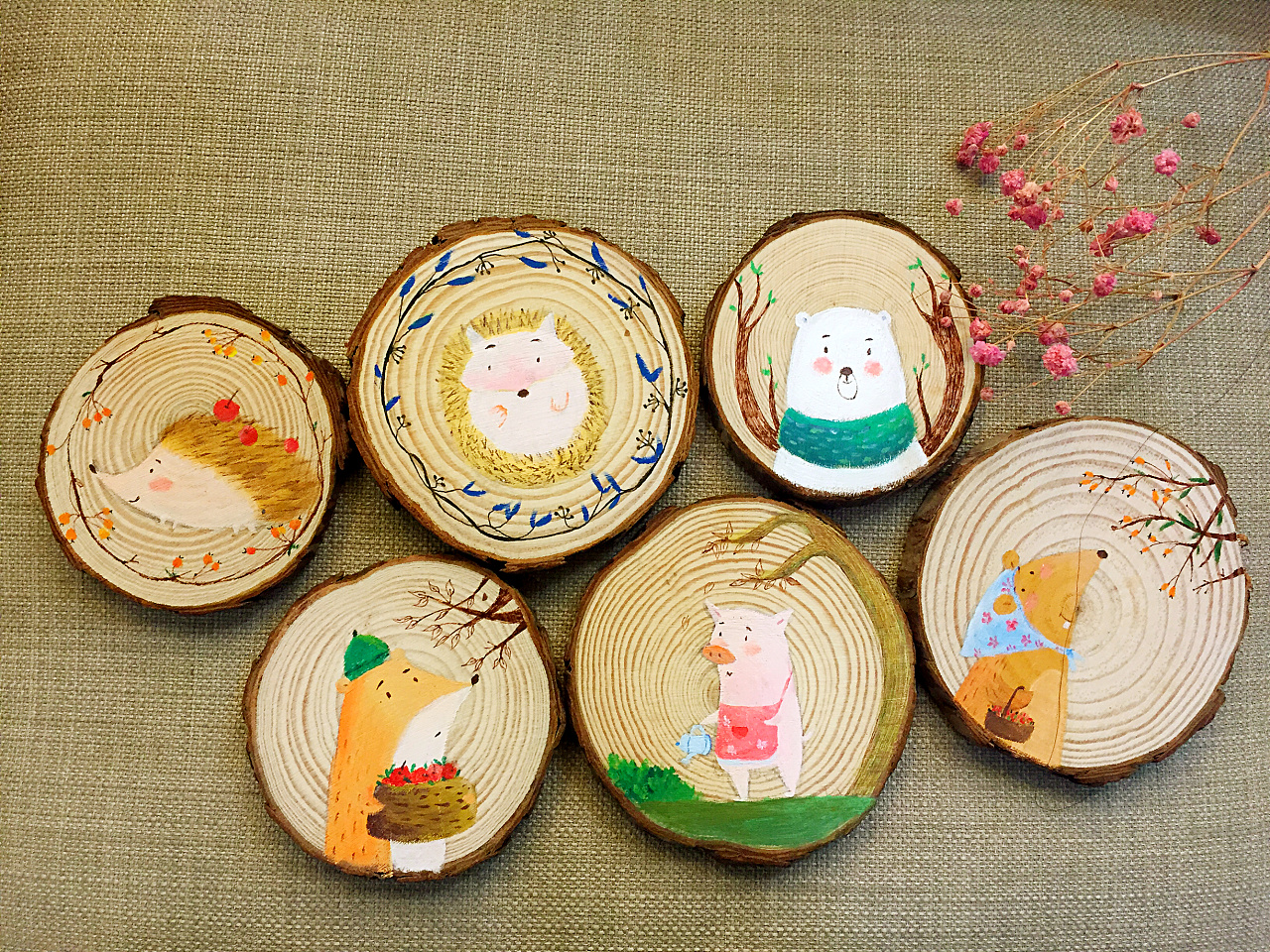 木板装饰画把故事封存在年轮里赠迷你画架